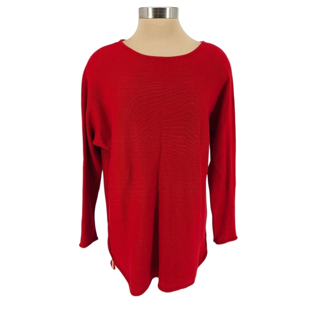 Michael Kors Sweater Holiday Red Long Sleeve Side Zip Pullover Knit XL